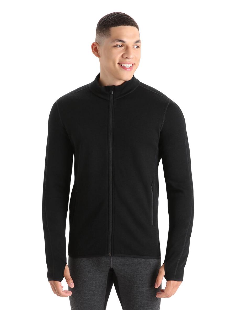 Icebreaker RealFleece™ Merino Elemental Long Sleeve Zip Jacket Miesten Huppari Mustat | FI 1251DFMN